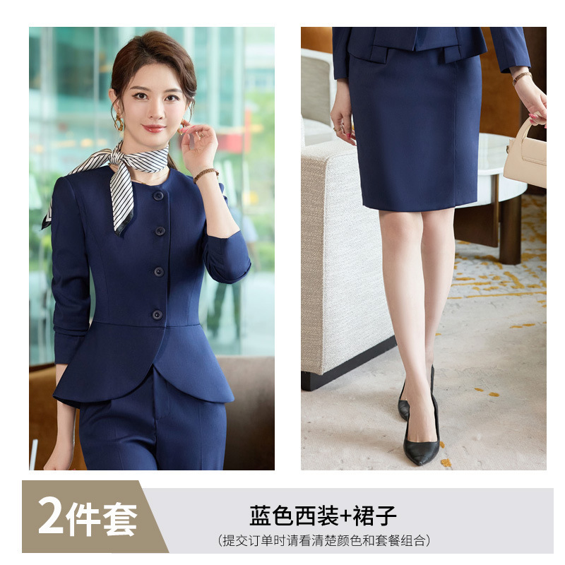白色职业西装套装裙女2025新款酒店前台接待正装高级感工作服西服|undefined