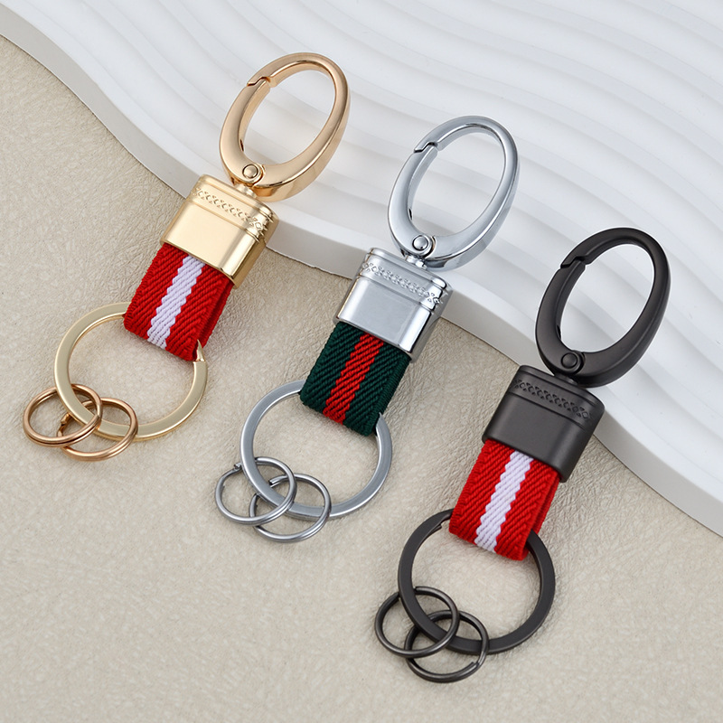 Creative Ribbon Big Head Keychain Simple Horseshoe Key Chain Couple Pattern Car Key Ring Bag Pendant