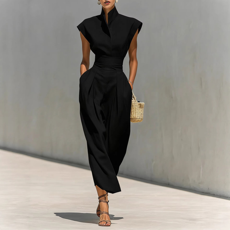 2026 European and American Style Women's Clothing Spring and Summer New High-Waisted Long Skirt High-Neck Loose Top Work Dress 2026 European and American Style Women's Clothing Spring and Summer New High-Waisted Long Skirt High-Neck Loose Top Work Dress