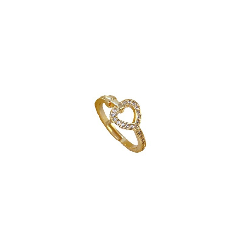 Light Luxury Love Full Diamond Ring Opening Adjustable Simple Jewelry Japanese Ring Couple Ring_voghion.com