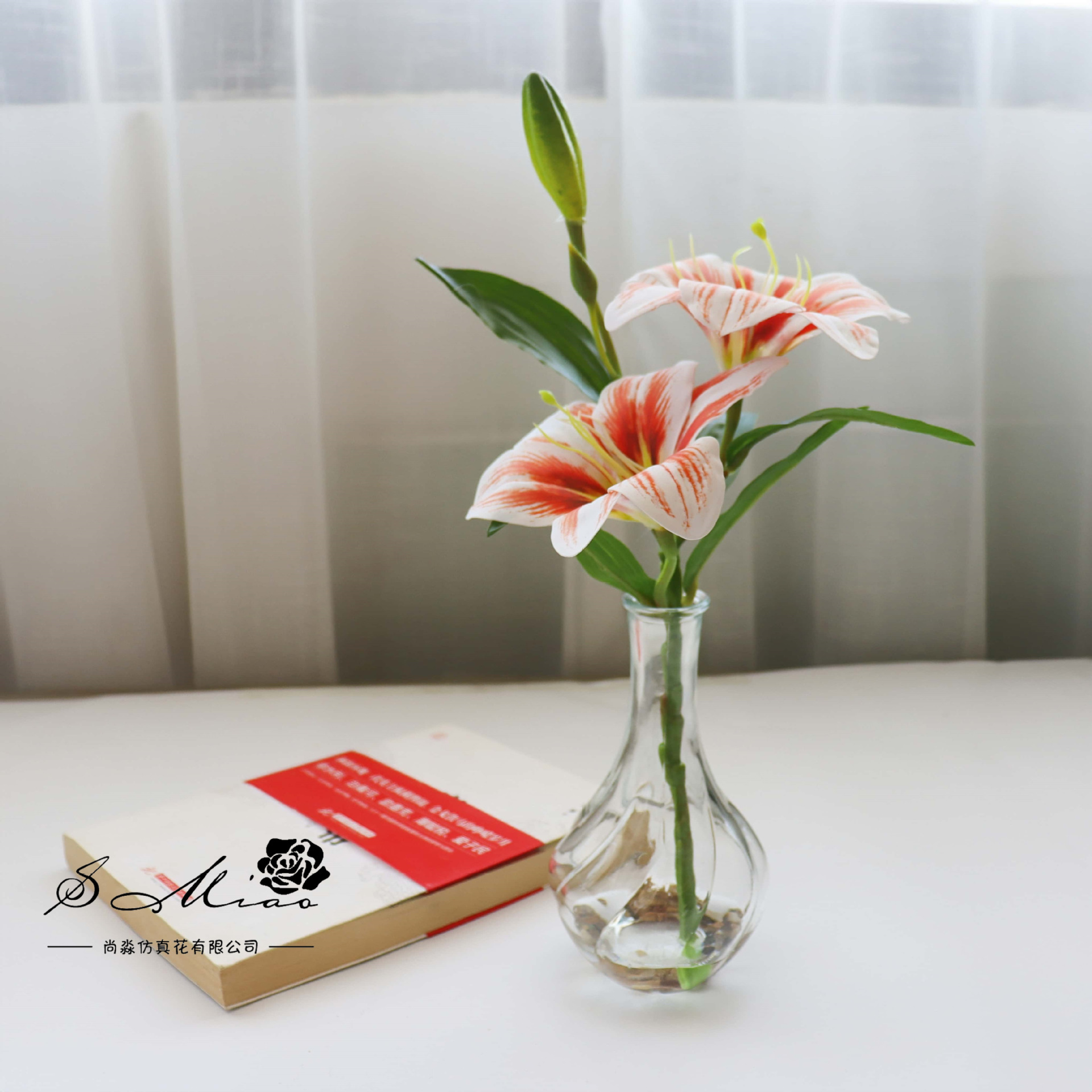 Flores falsas de vidrio de agua falsas flores de lirio bonsai flor de moda decoración creativa plantación verde artificial simulación maceta image 9