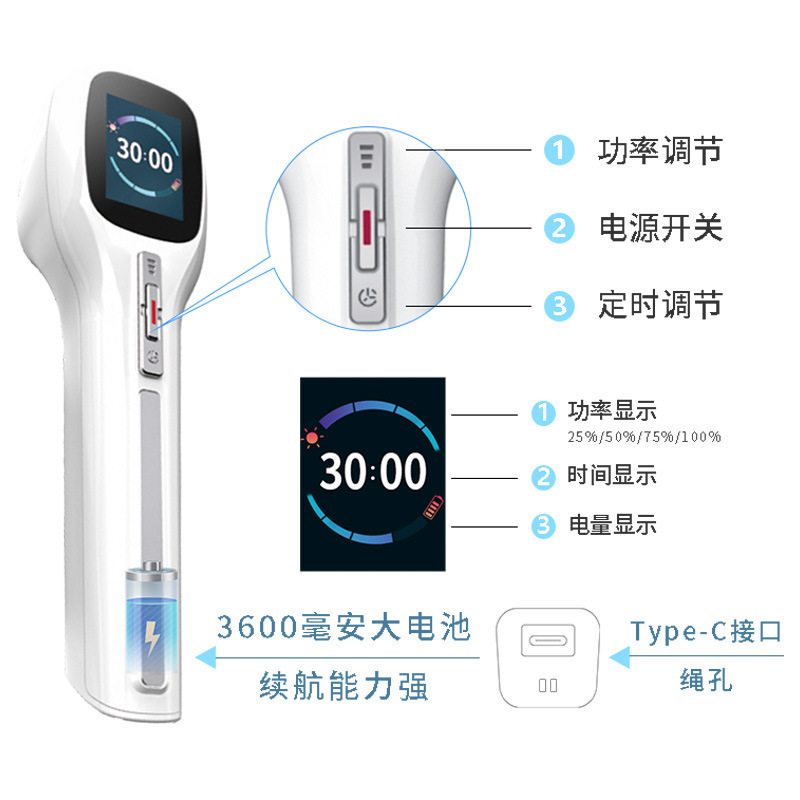 手持ち808nm赤い光ペット痛み理学療法器LED赤外線理学療法灯usb充電赤外線赤い光計|undefined