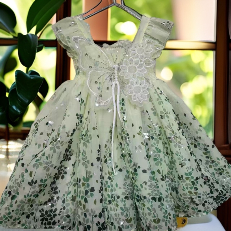Girls Dress Summer New Style 2025 Western Style Butterfly Wings Little Girl Western Style Sweet Princess Dress