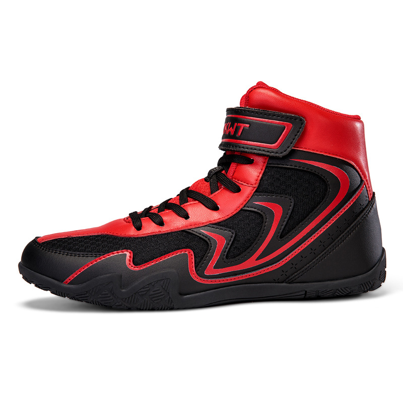 Expansión transfronteriza para adultos y niños entrenamiento en interiores competencia de lucha libre profesional zapatos de boxeo antideslizantes zapatos de boxeo de lucha libre ligeros