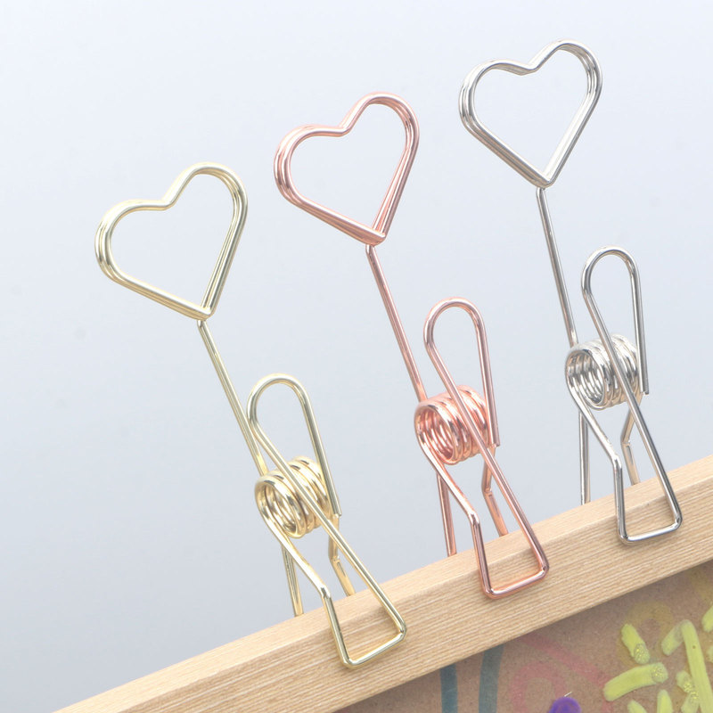 Metal Heart-Shaped Label Card Holder, Business Card Holder, Message Holder, Menu Card Holder, Business Card Display Stand, Supermarket Label Holder