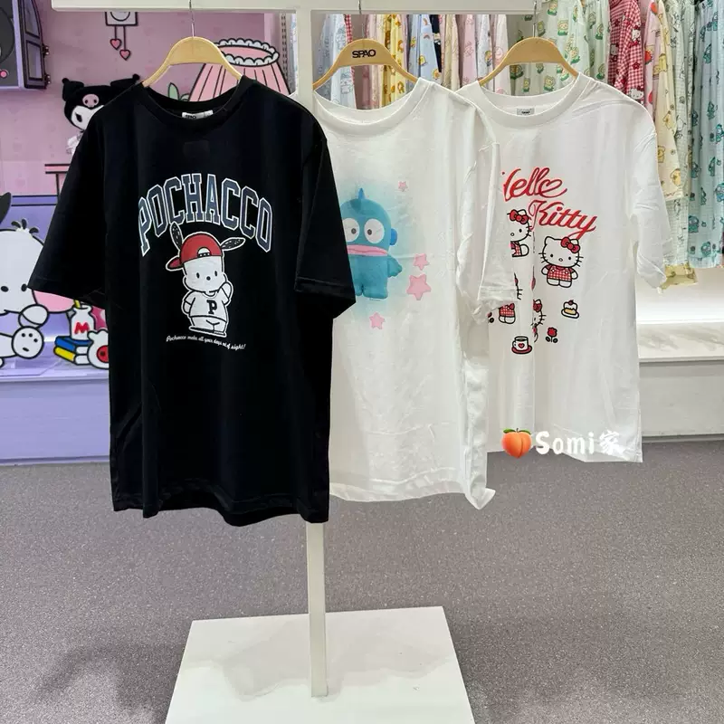 เสื้อยืดคอกลมแขนสั้น ลายการ์ตูนซานริโอ คอตตอน 100%