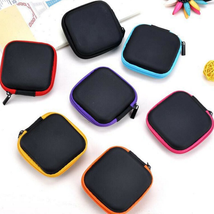Wholesale headphone cases, square headphone storage bags, PU zipper bags available/EVA headphone cases, cable organizer headphone storage boxes
