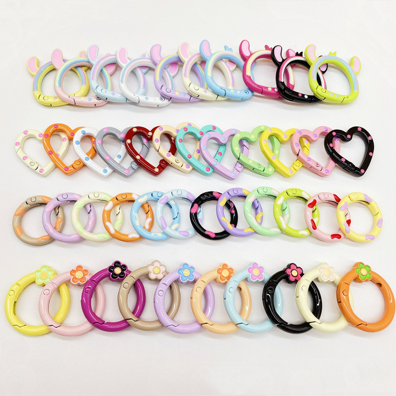In-Stock Candy-Colored Painted Spring Rings, Colorful Open Spring Clasps, Round Metal Hanging Clasps, Bead Jewelry Accessories In-Stock Candy-Colored Painted Spring Rings, Colorful Open Spring Clasps, Round Metal Hanging Clasps, Bead Jewelry Accessories