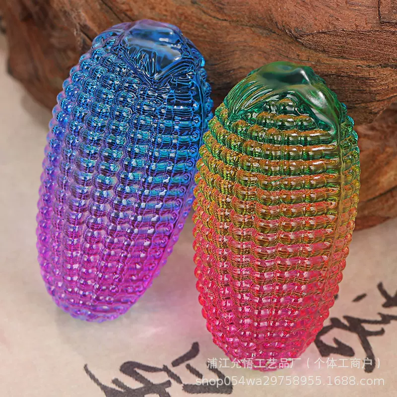 文玩玉米摆件水晶苞谷苞米家居车载琉璃摆件多籽多福招财小礼品