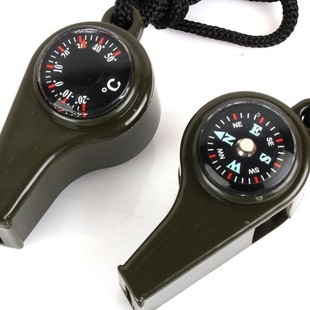 Outdoor Survival 3-in-1 Whistle Multi-functional Portable Emergency Compass Thermometer Kidsren's Referee Plastic Whistle