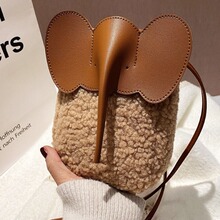 卡通小象毛毛小包包2026秋冬新款时尚羊羔毛毛百搭单肩斜挎手机包