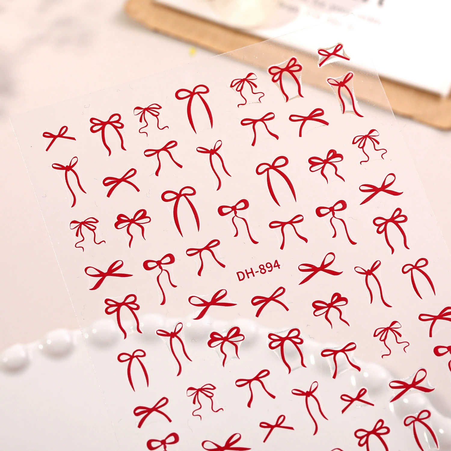 Наклейка для ногтей с бантом-стримером, повседневная, самая простая для сочетания, ручная роспись, лента с бантом, наклейка для дизайна ногтей, ювелирные изделия DH894