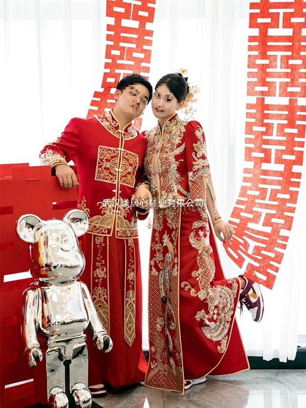 Aj Wedding Shoes Bridal Shoes Hexiu Wedding Dress Two-Wear Aj1 Women's Shoes Flats Sneakers Sneakers Red Xiuhe Wedding Shoes