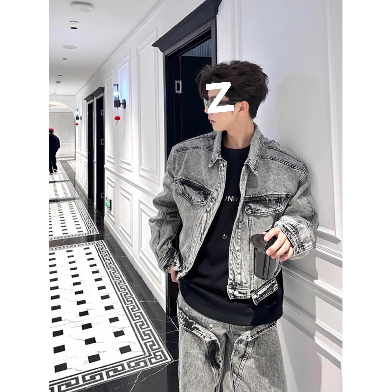 1 Washed High-End Gray Short Denim For Men And Women, Spring American Retro Turn-Down Collar Youth Boys Jacket_voghion.com