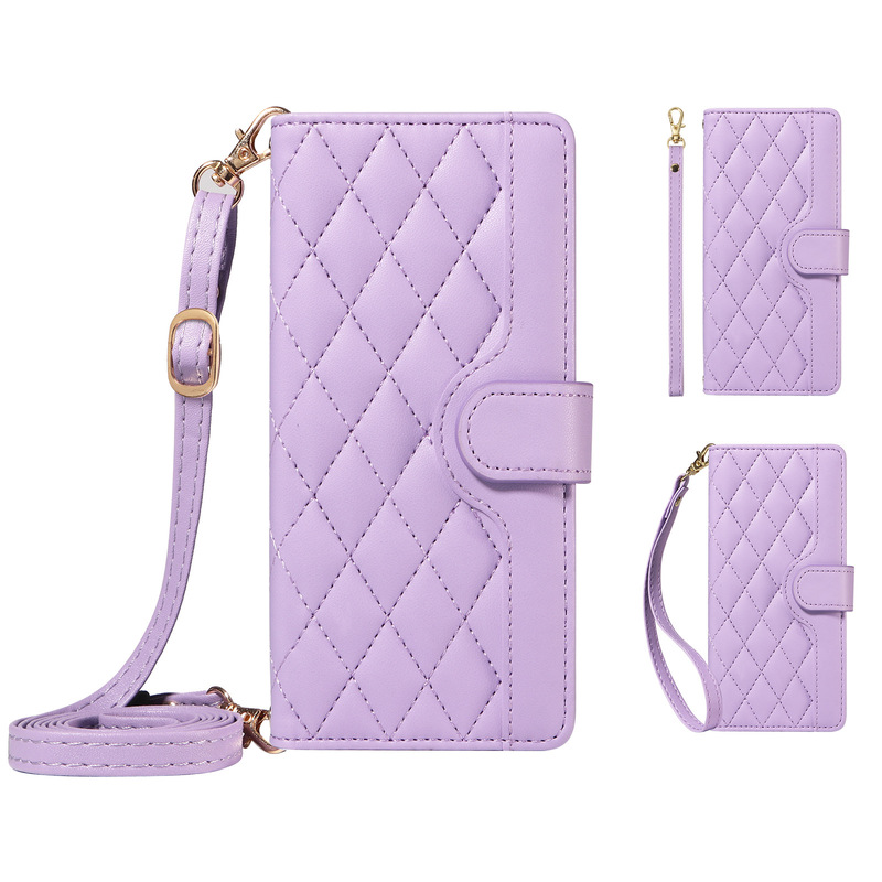 For MOTO edge 50 fusion small fragrant style slung card case solid color diamond foreign trade leather case For MOTO edge 50 fusion small fragrant style slung card case solid color diamond foreign trade leather case