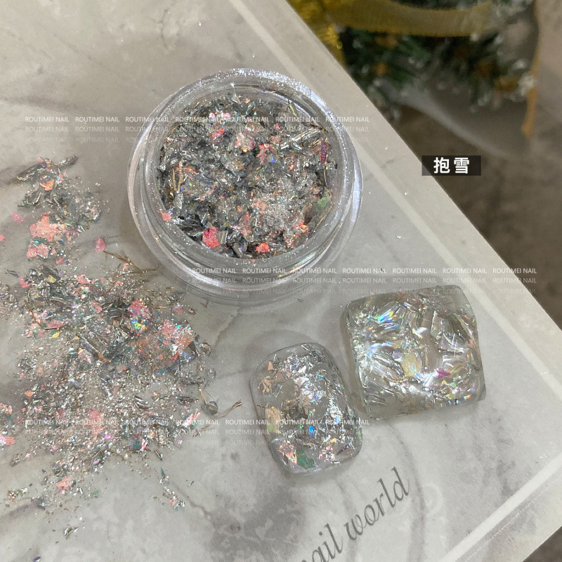 梦幻冰晶高光欧泊云锦粉 香槟金箔纸美甲 超闪超薄贴合日系装饰金|undefined