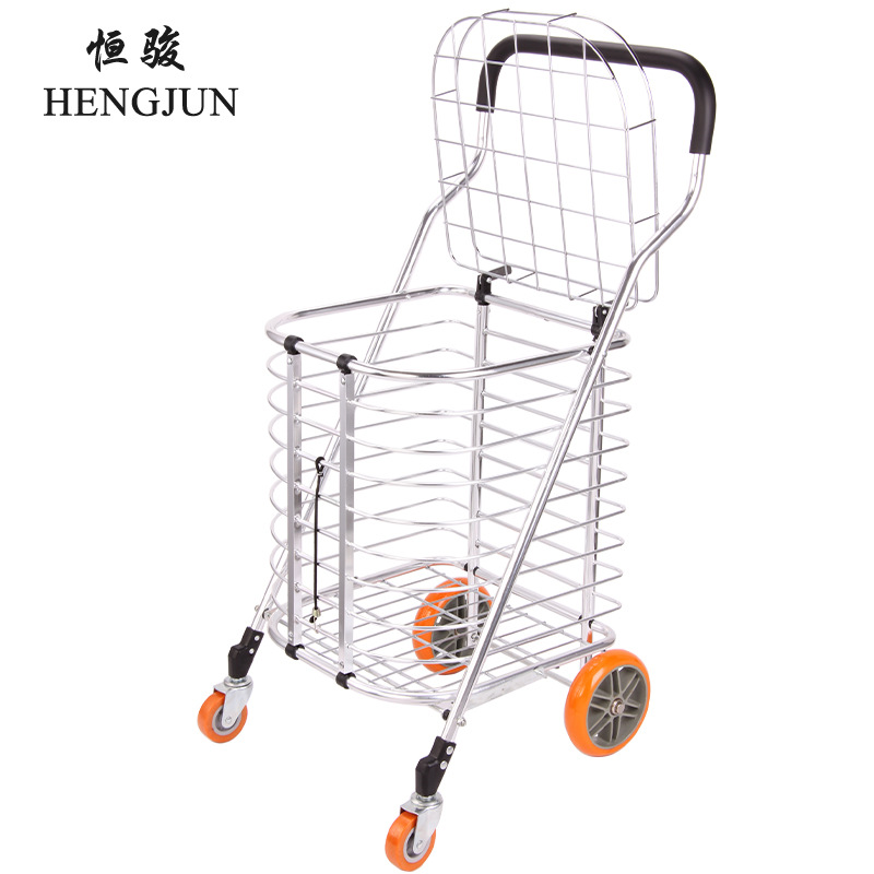 602PU 내마모성 음소거 회전 바퀴 접이식 자동차 알루미늄 트롤리 슈퍼마켓 트롤리 소형 트레일러 장바구니