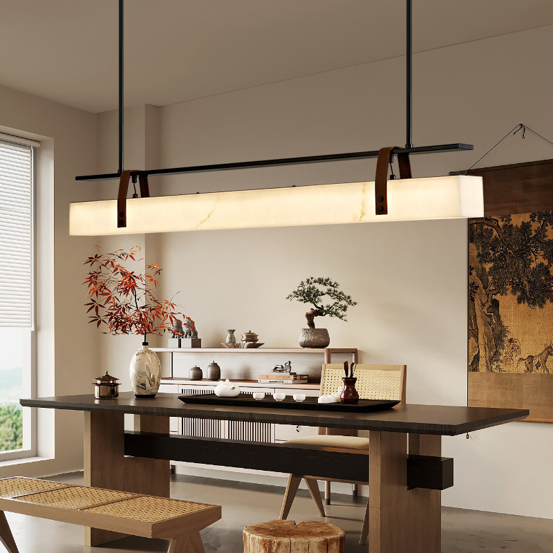New Chinese Style Long Strip Restaurant Belt Chandelier Designer Creative Dining Table Lamp Bar Front Desk Tea Room Imitation Marble Chandelier New Chinese Style Long Strip Restaurant Belt Chandelier Designer Creative Dining Table Lamp Bar Front Desk Tea Room Imitation Marble Chandelier