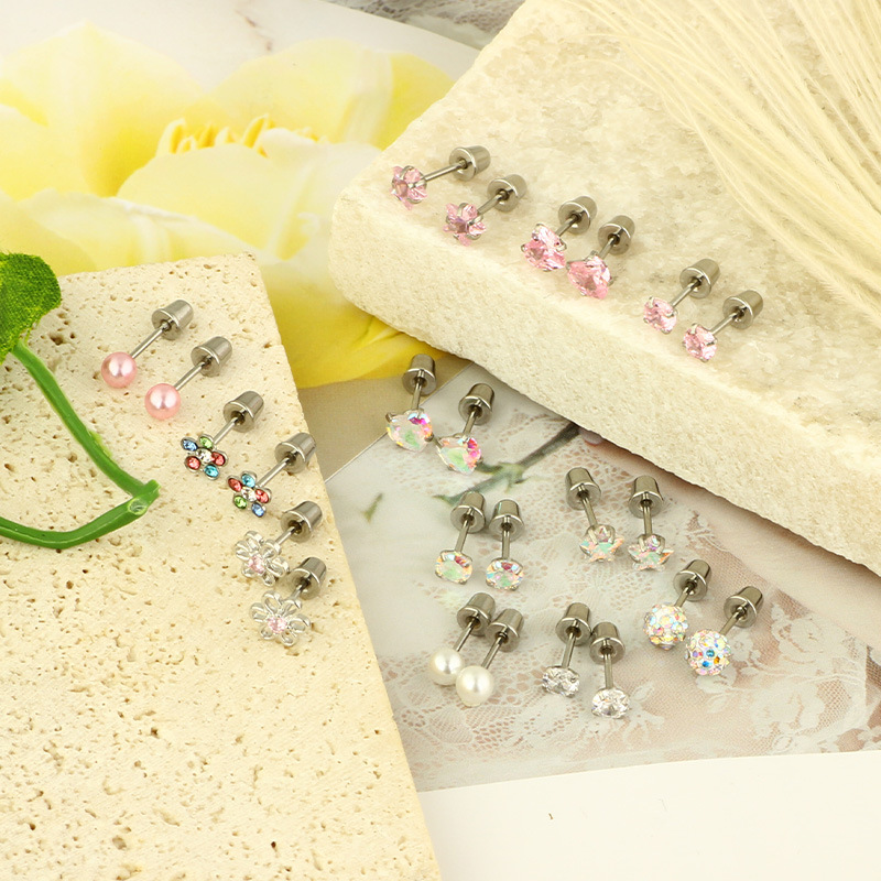 12 Pair Set Bullet Earrings Women Piercing Jewelry Stainless Steel Geometric Vintage Style detail image 7