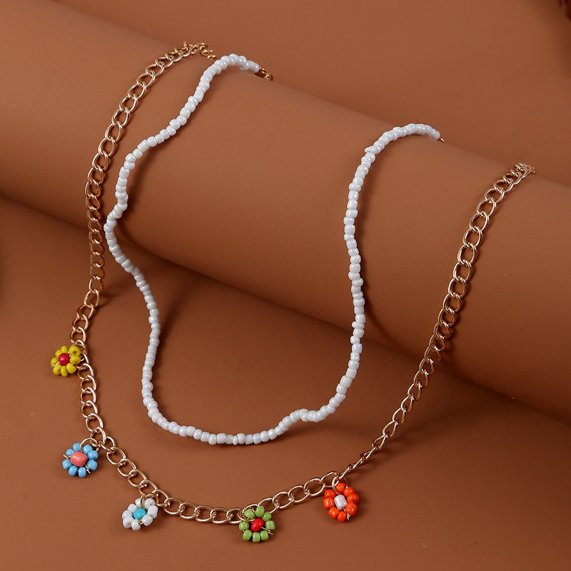 Grohandel Schmuck im bhmischen Stil handgewebte Perlen Blumenanhnger mehrschichtige Halskette nihaojewelrypicture8