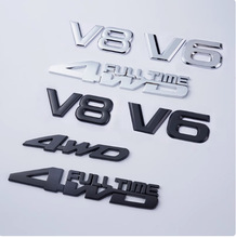 汽车改装4WD车贴纸全时四驱大排量AWD越野V6侧标V8 4*4金属车尾标
