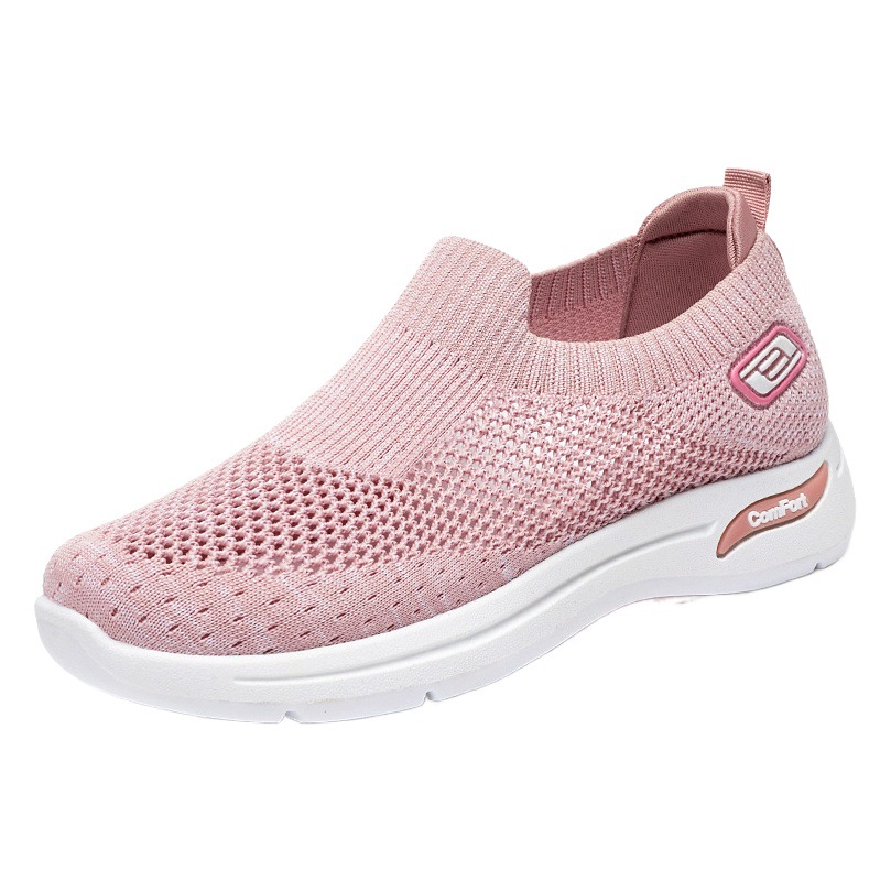 Zapatos de mujer, zapatos transpirables de primavera para mamá, zapatos de regalo al por mayor para exportación, zapatos de malla, zapatos deportivos de suela blanda, sencillos y a la moda.