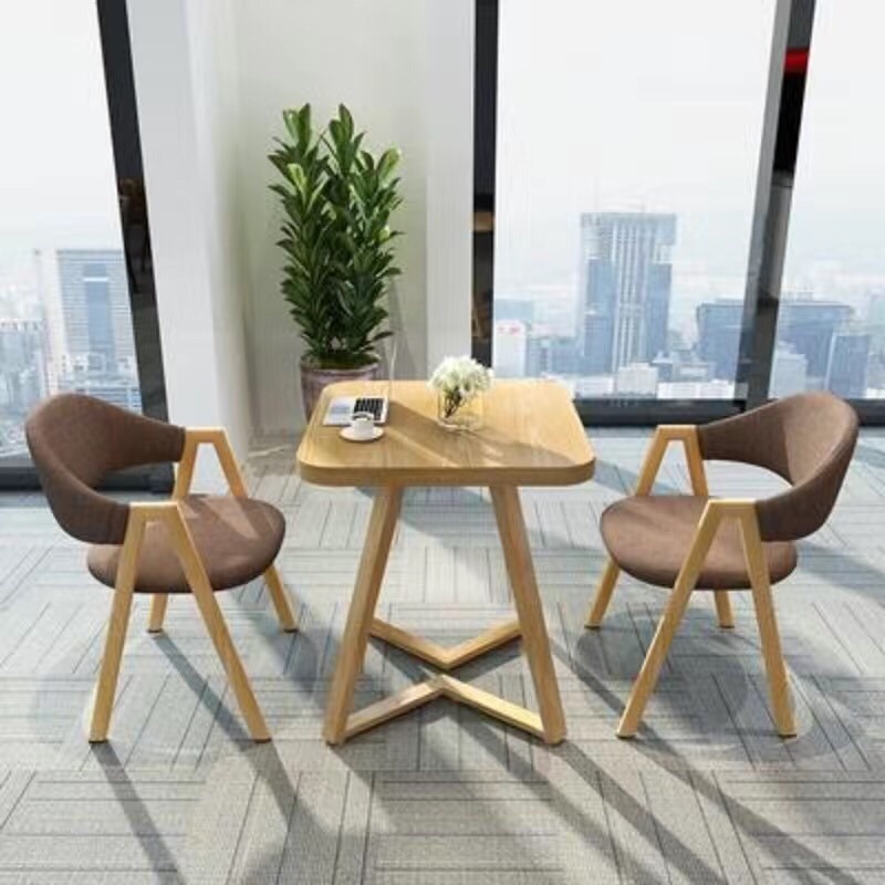 두꺼운 V다리의 원목 컬러 사각 테이블 - 커피천