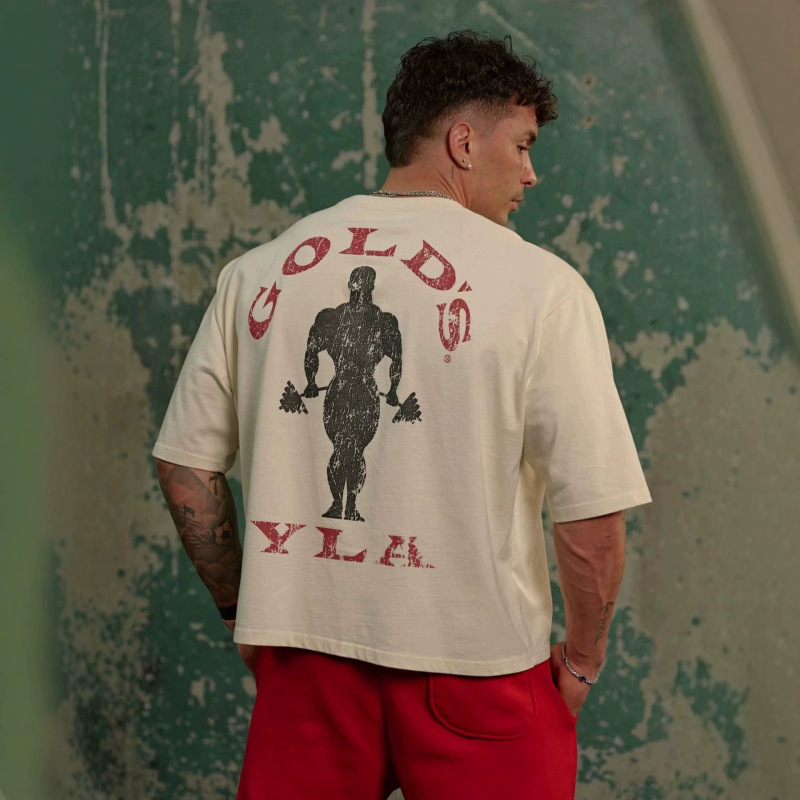 Youngla Co-Branded Gold's New Men's Short-Sleeved Jogger Sports Fitness Cotton Large Size Loose Short T-Shirt