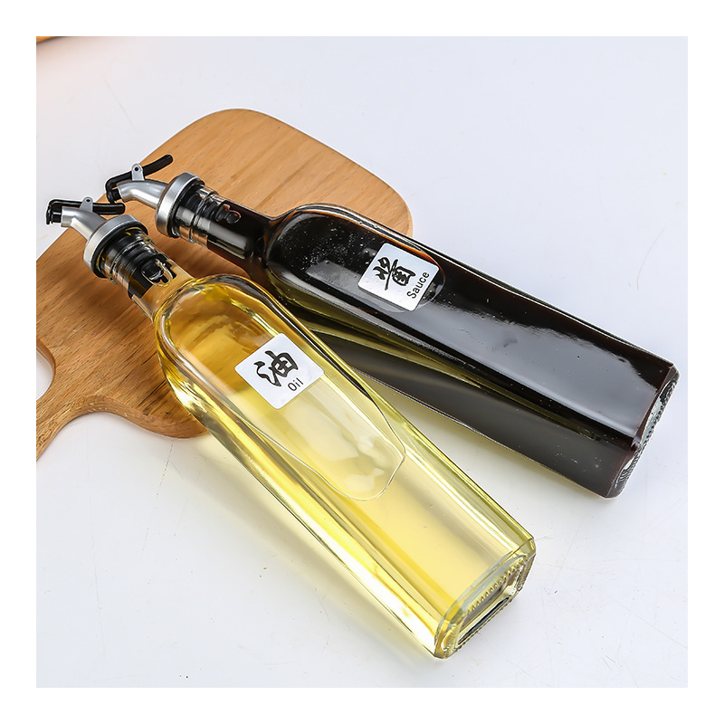 Botella de aceite de vidrio transparente a prueba de fugas botella de salsa y vinagre olla de aceite casera japonesa cocina creativa botella de condimento olla de aceite de gran capacidad