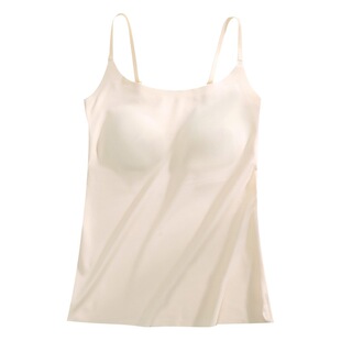 Ice Silk Long Outer Wear Sling Vest with Chest Pad One-piece Backing Women's Underwear Seamless Beautiful Back Top