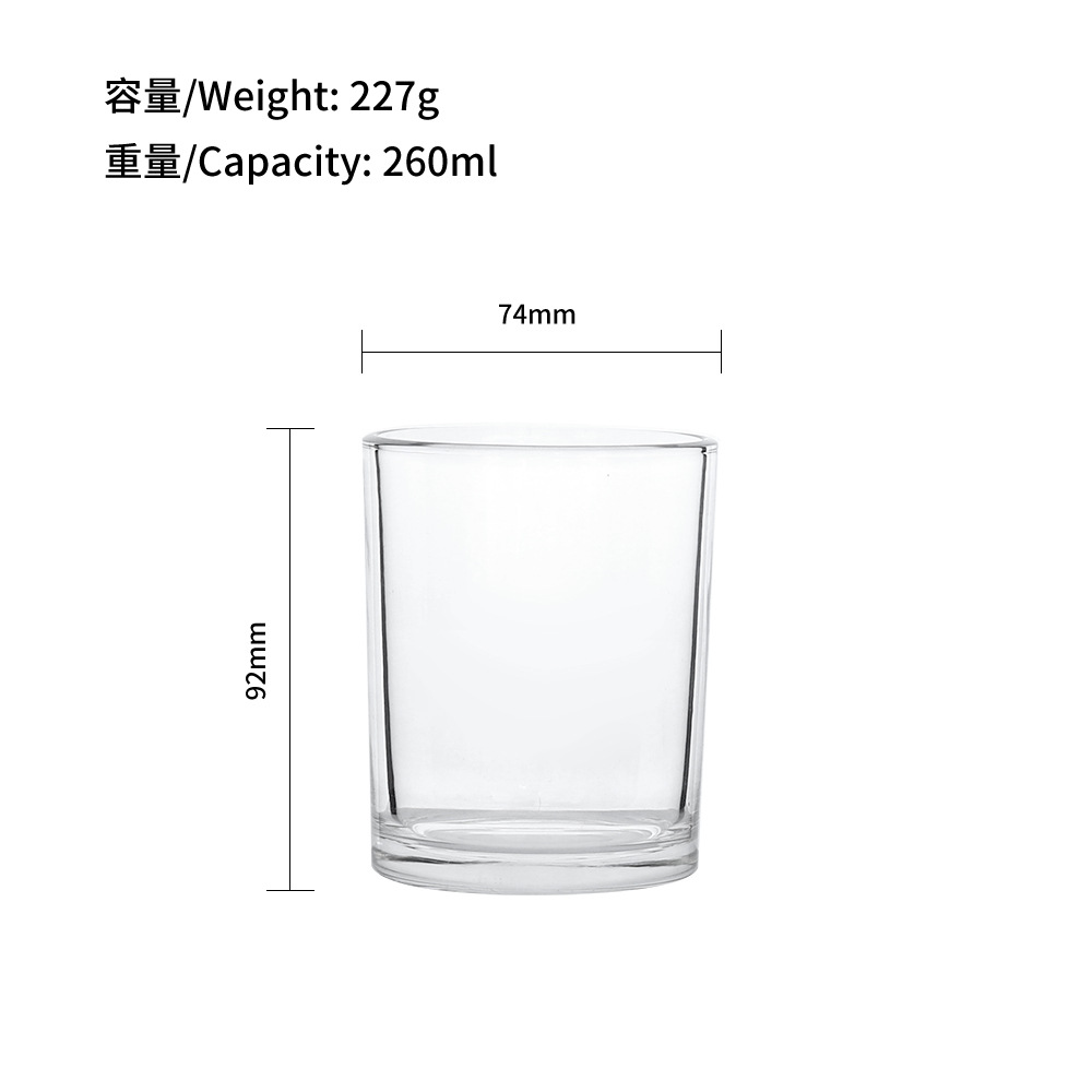 Hot sale Amazon de alta calidad vidrio transparente vela taza taza de frasco de frasco de frasco de frasco 80 90