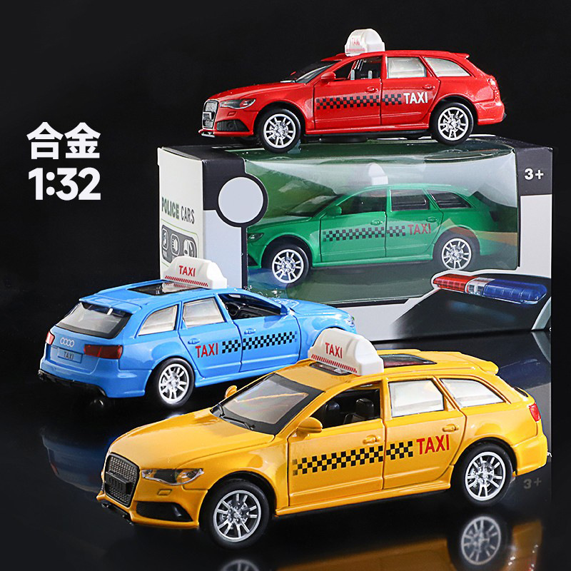 1:32 simulation taxi model alloy boy double door car model toy car ornaments with sound and light hot wholesale