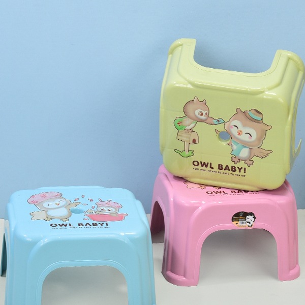 Printed Plastic Stool Thickened Household Shoe Changing Stool Children's Small Square Stool Writing Chair Type Living Room Low Stool Coffee Table Chair