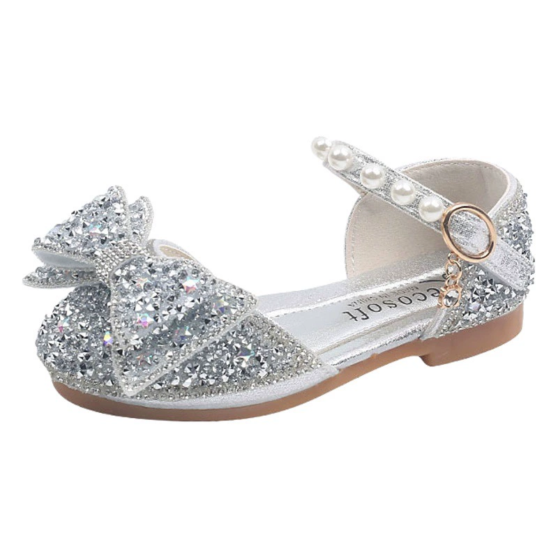 Новинка 2025, летняя детская обувь принцессы в корейском стиле для маленьких, средних и больших детей на плоской подошве, танцевальная обувь для выступлений с бантом для девочек