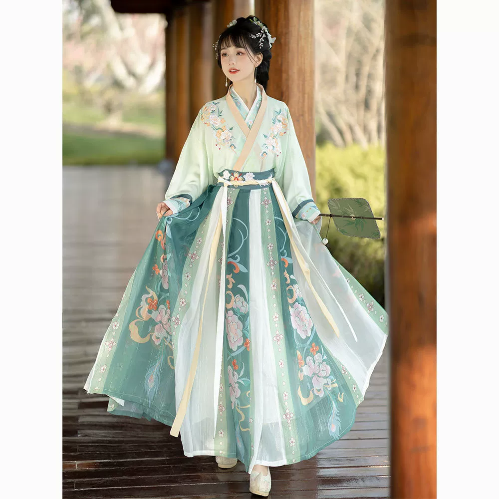 Оригинальный китайский ханьфу от Xiudian [Red Sleeve] Женский стиль династии Цзинь длиной до талии Ruqun в китайском стиле с вышивкой на каждый день в весенне-летнем стиле.