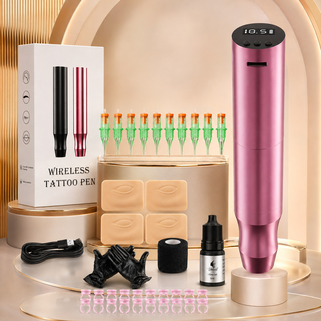 P10 Wireless Tattoo Embroidery Set, Lip Tattoo and Eyebrow Tattoo All-In-One Machine Training Novice Practice Beauty Instrument