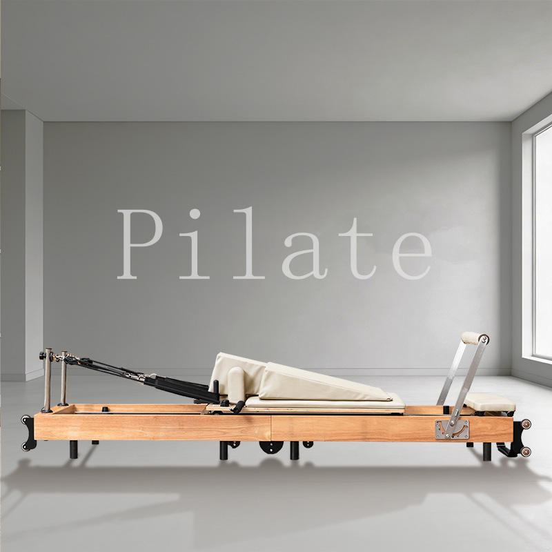Cama de Pilates plegable, equipo de fitness para entrenamiento comercial en estudio de yoga, reformer.