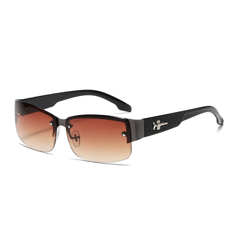 Men’s metal sunglasses, square frame, lightweight, multiple lens tints