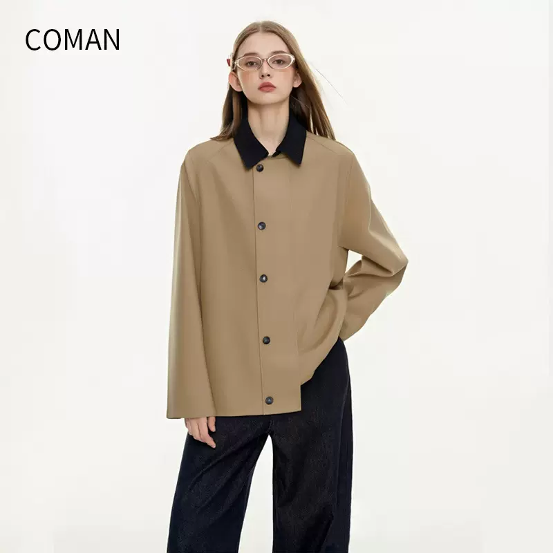 加工定制巴恩风双面穿春新款女士短款风衣休闲百搭防水户外女外套