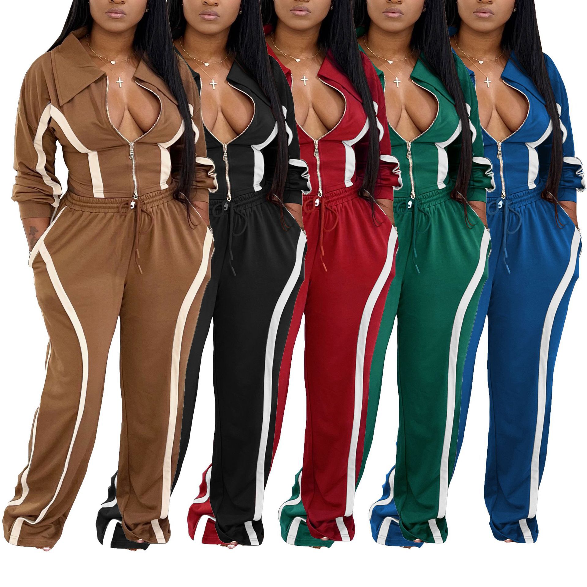 Al335 Cross-Border European and American Clothing Autumn and Winter Sports Suit Jacket Sweatpants Cotton Two-Piece Set Casual Warm Autumn and Winter