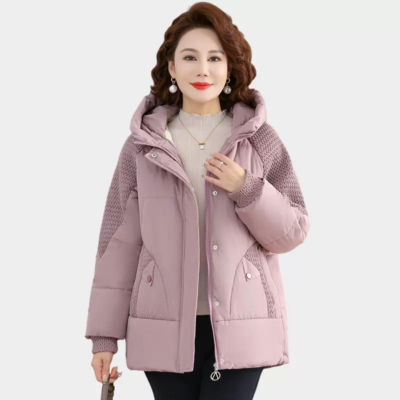 中年妈妈冬装加绒加厚棉衣洋气保暖外套中老年女装时尚休闲棉袄