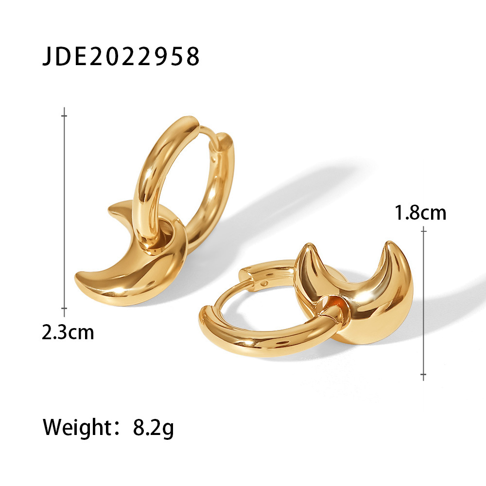 Fashion Moon Stainless Steel Earrings Gold Plated Stainless Steel Earrings display picture 5