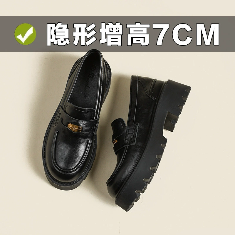 Оптовая продажа дорогих маленьких золотых монет кожаные туфли с круглой головой женские туфли на толстой подошве одиночные туфли