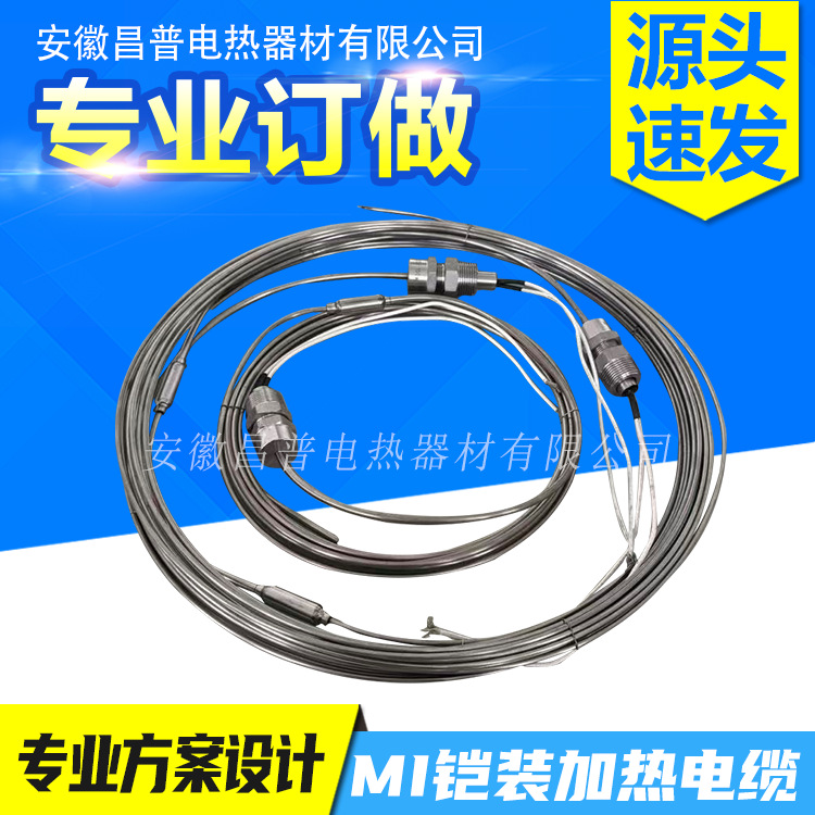 昌普生产铠装高温发热丝MI矿物绝缘加热电缆防爆防腐电热丝220v