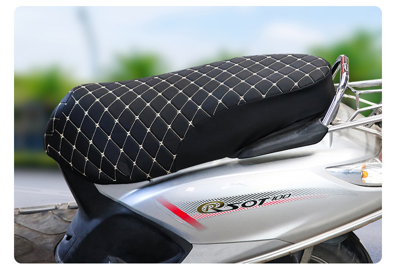 Moshuntong electric car leather embroidered composite sponge cushion cover motorcycle thickened warm sponge winter cushion