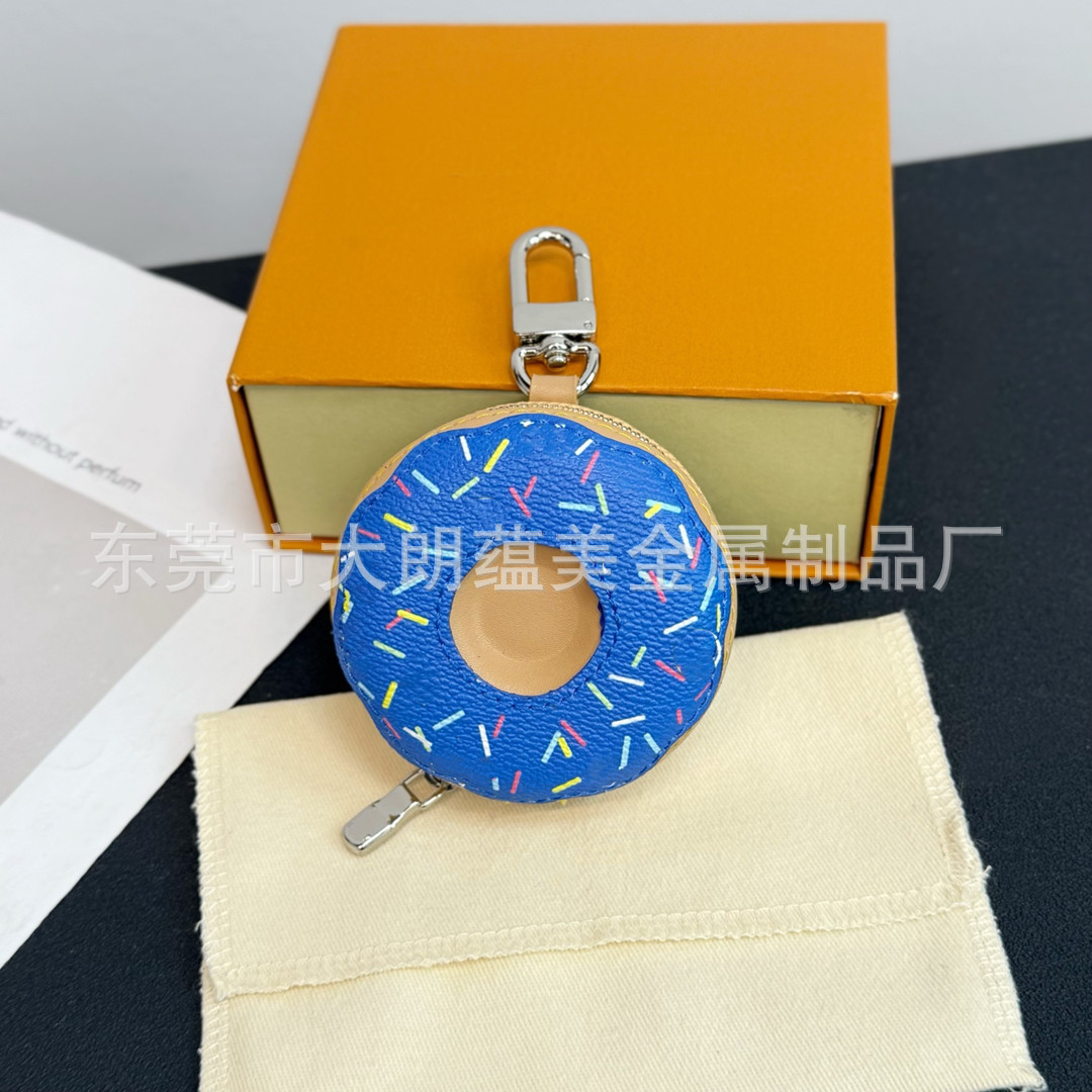 Colgante Monedero en Forma de Dona de Cuero PU Decorativo para Bolsa y Coche