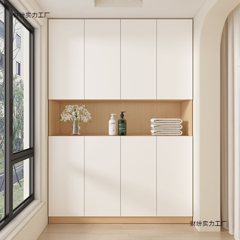 Balcony storage cabinet for organizing miscellaneous items, large-capacity wall-mounted high cabinet