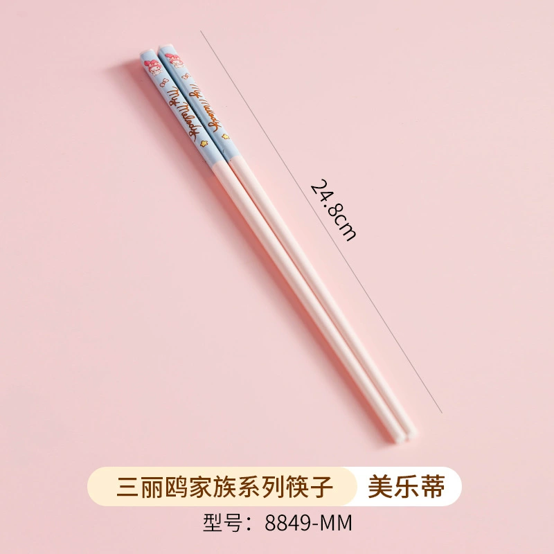 三丽鸥 Hello kitty, ceramic cartoon tableware for feeding, spoon with glass, chopsticks, set