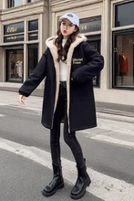 新两面穿外套女冬加绒加厚棉服棉袄孕妇中长款外套新款学生冰岛绒