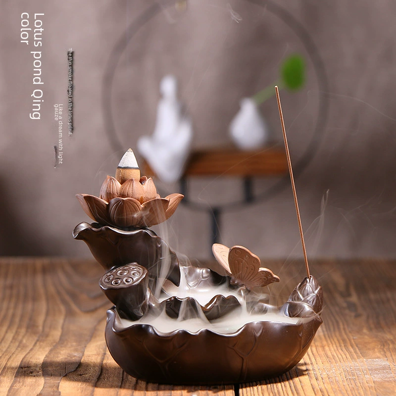 Поставки керамического аромафурна inverted incense burner creative lotus pond moonlight incense burner tea ceremony incense burner lotus lotus leaf